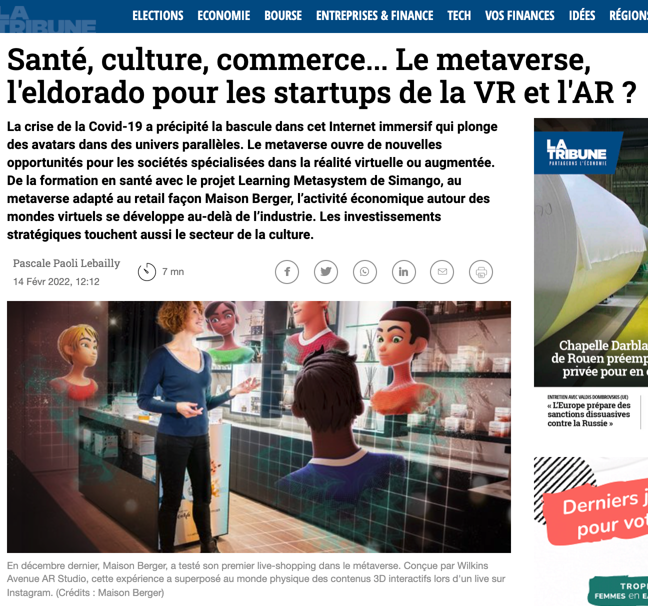 Press release of Maison Berger live streaming