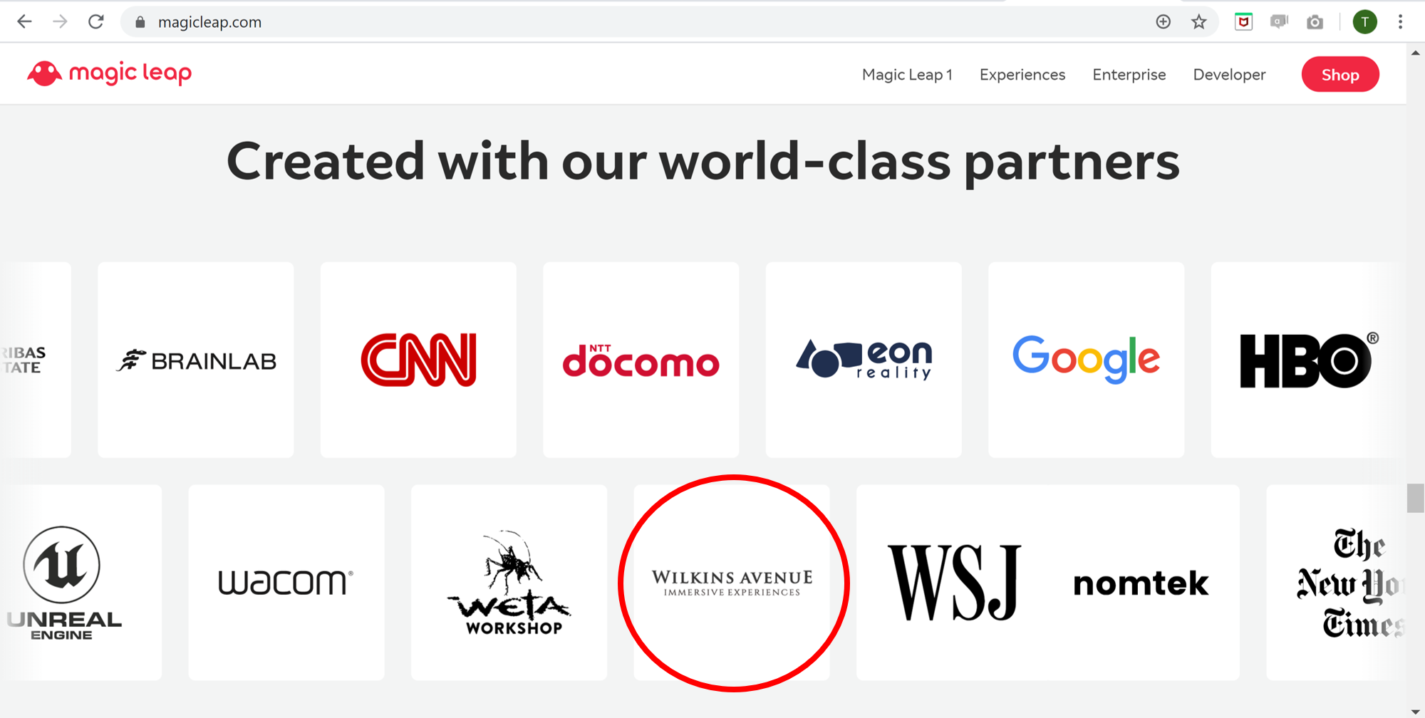 Wilkins Avenue recognized a Magic Leap "World-Class Partner"